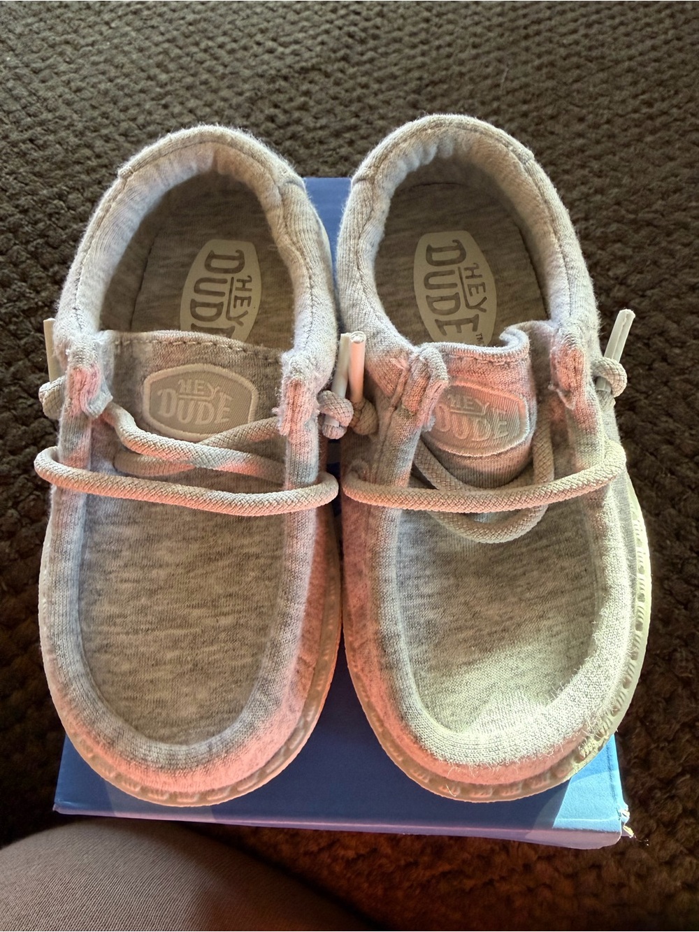 Hey Dude Kids Light Grey Slip-On Sneakers with Elastic Laces